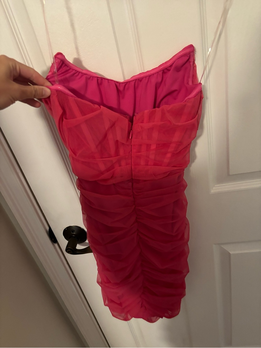 Superdown Sonya Bustier Mesh Strapless Dress in Pink Size S - Picture 4 of 6